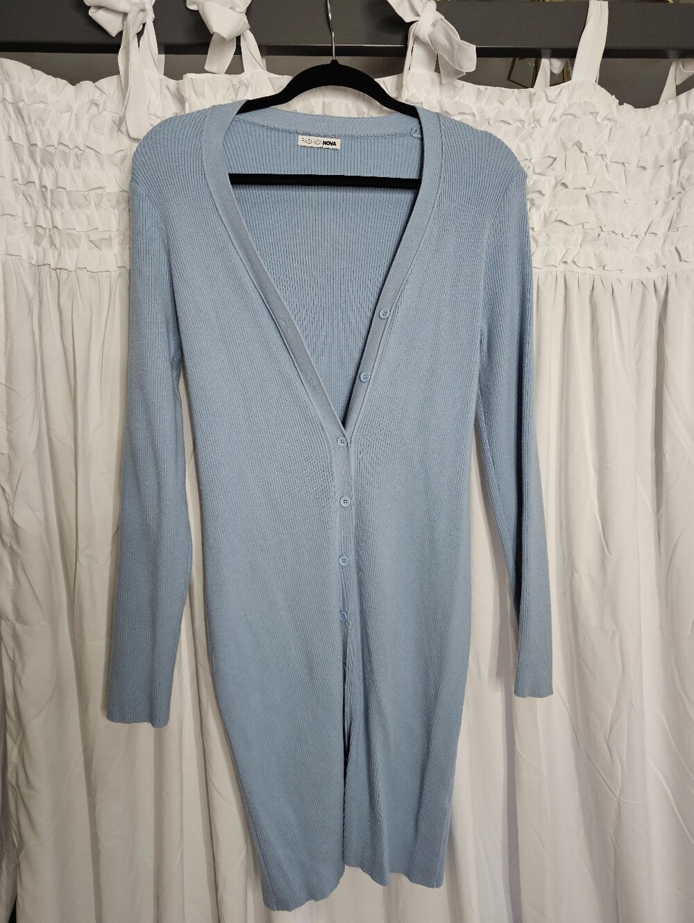 Fashion Nova Light Blue Women's Viscose Blend Sweater Dress
